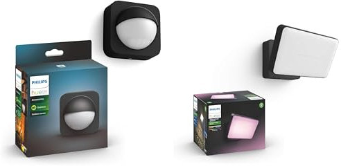 Philips Hue White and Color Ambiance Projecteur Extérieur DISCOVER Aluminium Noir + Détecteur de Mouvement Extérieur Noir