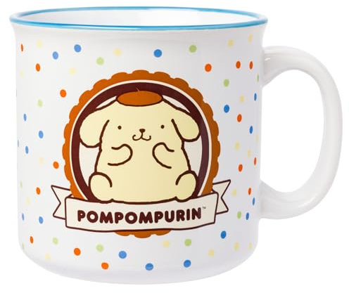 Silver Buffalo Sanrio Hello Kitty and Friends Pompompurin Polka Dot Ceramic Camper Mug, 20 Ounces