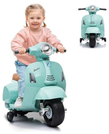 Mobiclinic® Kids, Motorrad für Kinder Vespa, Motor 30w, Lizenz, Roma, Anti-Kipp-System, Led-licht, Geschwindigkeit 2, 5 km/h, Europäische Marke, Musiktaste, 18-36 Monate, Batterie 6v, Ladung 25 kg