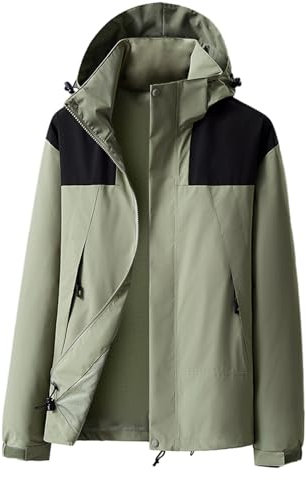 Ynport Crefreak Veste de Pluie Respirante Anti Salissure Randonnée Coupe Vent Avec Capuche Amovible et Poche Zippée, Vert, 3XL