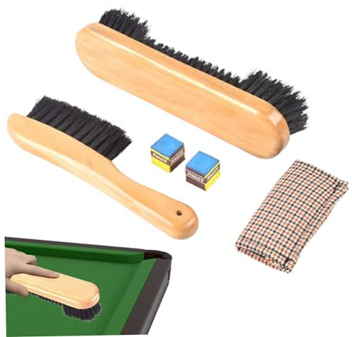 Pool Table Brush 5PCS/Set Pool Table Cleaning Kit with 2 Different Shape Brush Cue Cleaning Cloth and 2 Cue Chalk Cubes for Billiard Club Home Pool Table Accessories