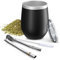 Aquafloow Set de Mate Argentino para Yerba Mate 350 ml + 2 Pajitas de Acero Maté Bombilla, Taza de Doble Pared Maté Yerba | Tapa Libre de BPA, Juego de Té de Acero Inoxidable para Maté, Yerba – Negro