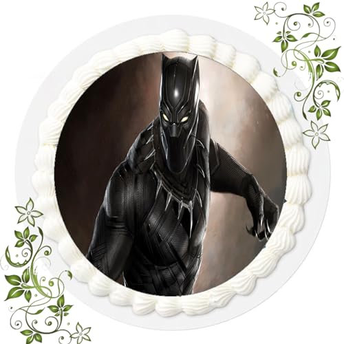 ich FONDANT Tortenbild, Zuckerbild mit Motiv, Essbares Foto für Torten, Tortenbild, Tortenaufleger Ø 20cm FONDANT Black Panther Nr. 7
