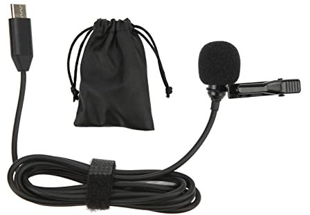 Beufee Lavalier Microphone, Clip on Mic Noise Cancelling Lapel Microphone Omnidirectional Condenser Mic Lav Mic for Insta360ONEX2, Black