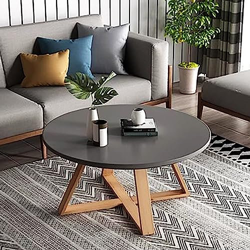 FUYAO Massivholz Couchtisch, moderner runder Couchtisch für Wohnzimmer, Holzhaus Couchtisch Beizertisch, Kleiner Center Tischendtisch