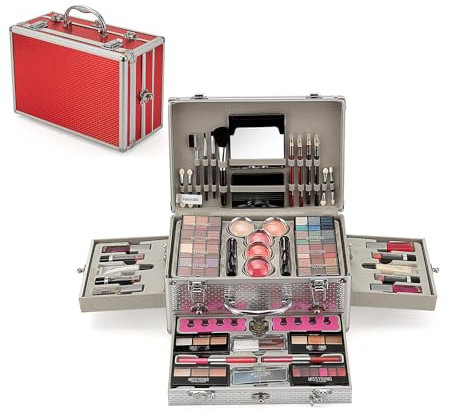 xixibuy Schminkkoffer damen, Schminke set, All In One Makeup Kit für Mädchen im Teenageralter 13-15, Make up set für frauen, Makeup set damen, COSMETICS Beauty Box(102 Farben)(Roter Kasten)