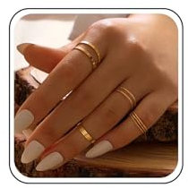 Inateannal Anillos de Nudillo Apilables Bohemios - Juego de Anillos Midi Dorados Vintage para Mujeres y Niñas