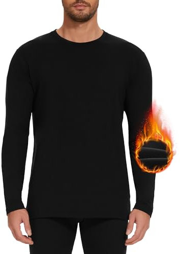 AKKQHH Thermoshirt Herren Thermo Oberteil Longsleeve Langarmshirt Thermounterwäsche Skiunterwäsche Warm Unterwäsche Männer Funktionsunterwäsche Winter(Schwarz,XL)