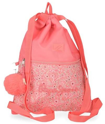 Pepe Jeans Nahid Zaino Scuola, Realizzato in Poliestere, Diverse Tasche e Scomparti, Spalline Large, Ergonomiche e Imbottite, Rosa. Joumma Bags., Rosa, 35x46x10 cms, Zaino sacco
