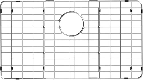 ARCCI Stainless Steel Grate Protector for Bottom of Kitchen Sink, 73 x 40 cm Metal Grid With Rear Drain, Curve Corner Rack With Strainer for Single Bowl