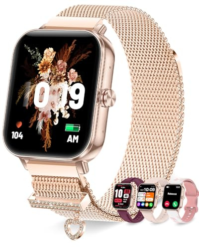 Montre Connectée Femme avec Appel 4 Bracelets Autonomie 20 Jours 1,85 Smartwatch Femme pour Samsung iPhone Android Montre Intelligente Podomètre Fréquence Cardiaque SpO2 Sommeil 100+ Sportifs