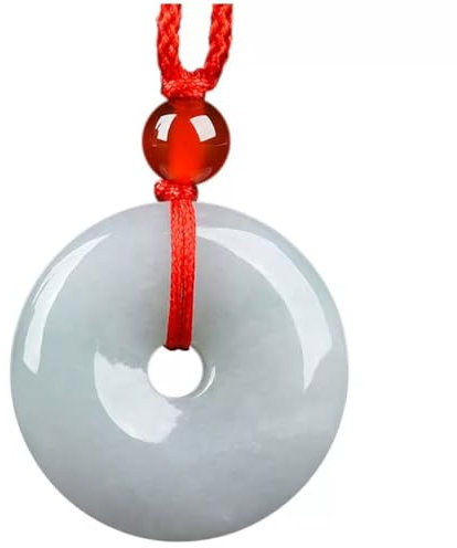 SGKOMN Natürliche Feng Shui Weiß Jade Halskette Anhänger für Frauen Echte Yoga Jade Frieden Schnalle Auspicious