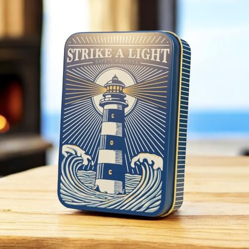 TINIT Match Tin | Strike a Light - Storage Box Matches Firelighter Metal Lighter Gift Storage Song Lyrics Funky Unique Present Birthday Christmas Home Housewarming Nautical Coastal Cottage