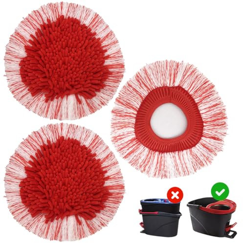 HomeTimes - Testine di ricambio per mocio Vileda Turbo EasyWring in microfibra, pulizia profonda per tutti i pavimenti e le superfici, 3 pezzi