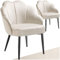 tectake® Cocktailsessel in Muschelform, Samt Stuhl mit Armlehne, Sessel Wohnzimmer, Loungesessel, Stühle Esszimmer, Relaxsessel, Sessel Schlafzimmer, Deko Zimmer, Lesesessel - créme/schwarz, 2er Set