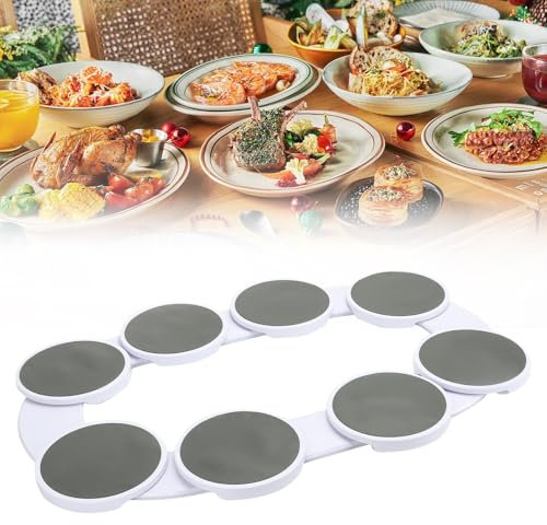 Bandeja Giratoria para Mesa, Plataforma Giratoria para Mesas Rectangulares Largas, Bandeja Giratoria para Servir 360°, Fuente Giratoria para Cocina, 8 Bandejas
