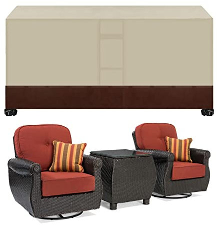 Robustes Terrassentisch und Stühle, Set mit rechteckigem 420D-Oxford-Gewebebezug, 242 x 162 x 100 cm