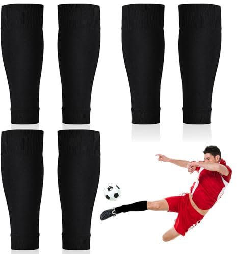 Belligern Sock Sleeve Football 3 Pairs Football Sock Sleeves, Elastic Kids Sock Sleeves, Soccer Shin Guards Sleeves, Football Sleeve Socks for Football Game Beginners, Teenagers and Adults (Black)