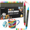 Hmeuest 24 Colors Dual Tip Acrylic Paint Pens, Acrylic Markers for Rock Painting Glass, Paint Markers for Chrismas Craft, Art Supplies Colouring