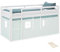 Homestyle4u Kinderbett Hochbett 90x200 mit Vorhang Lattenrost Treppe Grün Bettrahmen Holz Kiefer Weiß