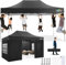 COBIZI Tonnelle de Jardin Pliant 3x4.5 Professionnel Solide Renforcé UV 50+, Auvent Robuste à Hauteur Réglable avec 4 Panneaux et Sac de Transport, étanche, Stable, Pliable, Extérieur, Noir