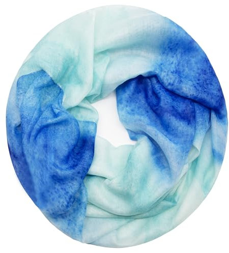 Gloop Damen Schal leichter Loop Schlauchschal Tuch Viele Farben 72 × 48 cm (Blau-Mint)