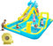 Scivolo gonfiabile a forma di delfino, gigante, con scivolo extra lungo, parete da arrampicata, piscina profonda, cannone ad acqua, ventilatore da 550 W, per interni ed esterni, cortile, feste per