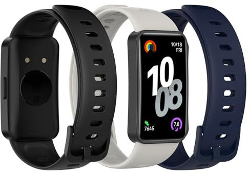 Bigqin 3 Pièces Bracelets Compatibles avec Huawei Band 10/9/8 Strap Sport Band 5.1-8.8 Bracelets Silicone de Rechange pour Montres Connectées,Noir/Bleu/Gris