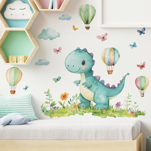 Dino Wandtattoo Kinderzimmer Groß, Wandtattoo Dinosaurier Selbstklebend Wandsticker Dinosaurier Wandtattoos Niedlicher Dino Bilder Kinderzimmer für Babyzimmer Jungen Schlafzimmer Wohnzimmer, 1 Stück