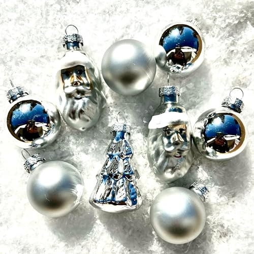 Kleine Baumkugeln aus Glas Ø 2 cm/2,5 cm/3 cm - Christbaumkugeln Baumschmuck Christbaumschmuck Weihnachtsbaumschmuck Weihnachtsbaumkugeln (Silber (glänzend + matt), 30 mm - 9er Stange)