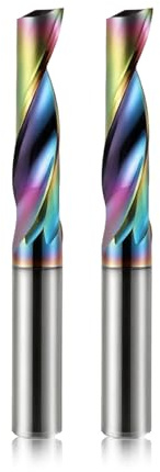 1 Flute End Mill With DLC Coated for Aluminium, 6mm Shank,22mm Cutting Length,50mm Total Length, Solid Tungsten Carbide Alloy Router Bits Milling Cutter (6x22mm,2 Pack)