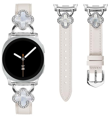Bling Leder Armbänder Kompatibel mit Samsung Galaxy Watch 8 Classic Armband, Weiches Bling Lederarmband Ersatzband Verstellbares Ersatz Uhrenarmband für Damen Herren