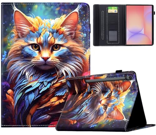 AsWant Étui Coque pour Samsung Galaxy Tab A 10.1 Pouces SM-T510/T515/T517 - Protection Ultra Cuir PU avec Fonction Support/Portefeuille Modèles Case (Chat Brillant)