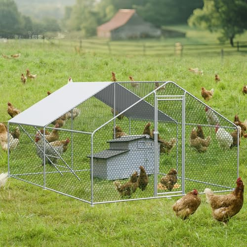 XXL Freilaufgehege Hühnerstall 3x4x2m groß mit Überdachung – Vielseitiges Außengehege für Hühner (bis 10 Hühner), Kaninchen, Kleintiere als Voliere oder Hasenstall