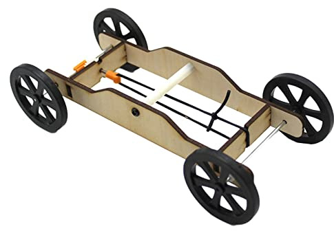 SERUCARY DIY Car Kit Rubber Band Model Building Toys Science Engineering Wood Mechanical Puzzle Educational Toy Function Suitable Girls, 17cmx7.5cmx4.4cm