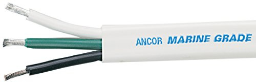 Ancor 131325 Marine Grade Electrical Duplex Tinned Boat Cable - 12 AWG, Triplex, Flat Cable, Black/Green/White, 250 Feet