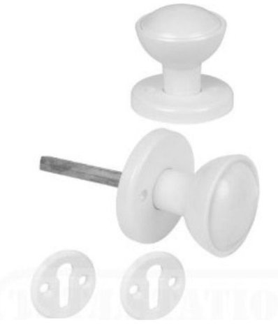 White Plastic Rim Mortice Door Knob Set