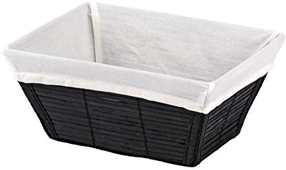 WENKO Aufbewahrungskorb Bamboo M Schwarz - Badkorb, Bambus, 19.5 x 9 x 15 cm, Schwarz