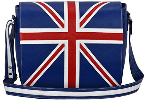 Leder Cross Body Unisex Tasche Union Jack Blau Laptop, Schulranzen, Messenger Bag 2760