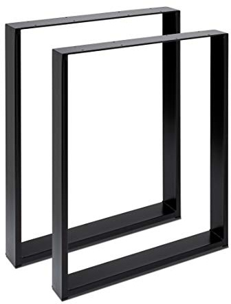 Set de 2 Pieds de Table Pied de Meuble Rectangulaire Pied de Table à Manger avec revêtu par Poudre Noir Acier (90x72 cm)