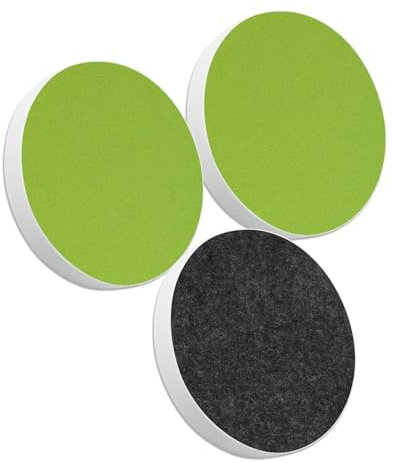 platino24 Akustikpaneele 3 Elemente Colore Kreis Ø 40 cm Hellgrün + Anthrazit I Schallabsorber aus Basotect G+ mit Akustikfilz I Schalldämmung Wand & Decke I Akustikelemente Wandpaneel
