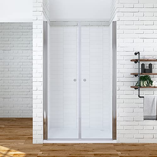 Duschtür Nische 100 cm breit 195 cm höhe Verstellbar von 98-101 cm Pendeltür Dusche Duschabtrennung Duschwand Glas Nischentür Schwingtür aus 6 mm Sicherheitsglas mit NANO-Beschichtung