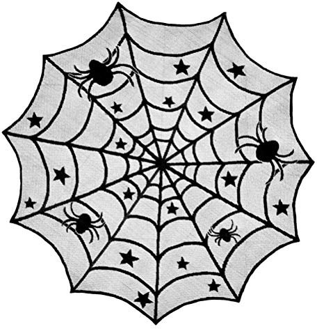 Bweele Halloween Tischdecke,Spinennetz Spitze Rechteckige Runde Tischdecke Spinnennetz Tischabdeckung Tischläufer Spinnennetz für Halloween Party Dekoration