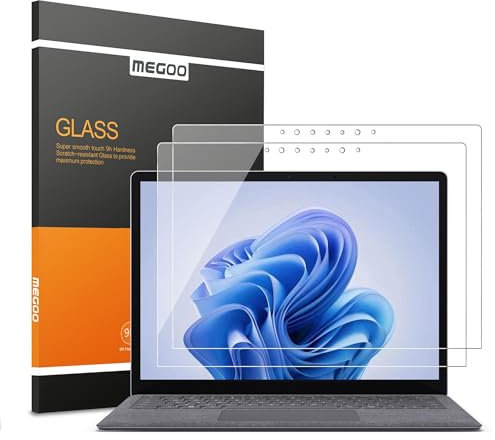 [2 Pezzi] Megoo - Vetro Temperato Pellicola Protettiva per Microsoft Surface Laptop 5/ Surface Laptop 4 (15 Pollici),9H durezza,Multi-Compatibile Surface Laptop 3
