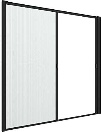 Zanzanet Zanzariera laterale doppia orizzontale su misura porta finestra scorrevole avvolgibile rullo a molla guida calpestabile cassonetto 50mm personalizzabile reti Made in Italy Nero Opaco