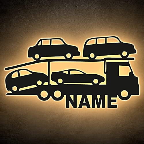 LKW Autotransporter Led Deko Lampen Nachtlicht Geschenke mit Namen Auto PKW Lasergravur Schlummerlicht kinderzimmer babyzimmer
