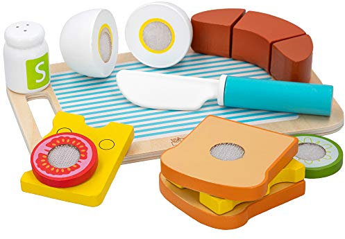 WOOMAX - Bandeja Desayuno con Accesorios de Madera (46473)