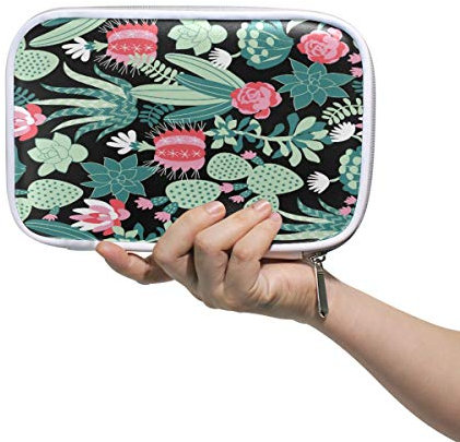 RXYY Federmäppchen Sommer- Kaktus Kakteen Blumens Muster, Halter Mäppchen Reißverschluss Schreibwaren Reise Beutel Bürste Kosmetik Stifttasche für Schule Mädchen Jungs