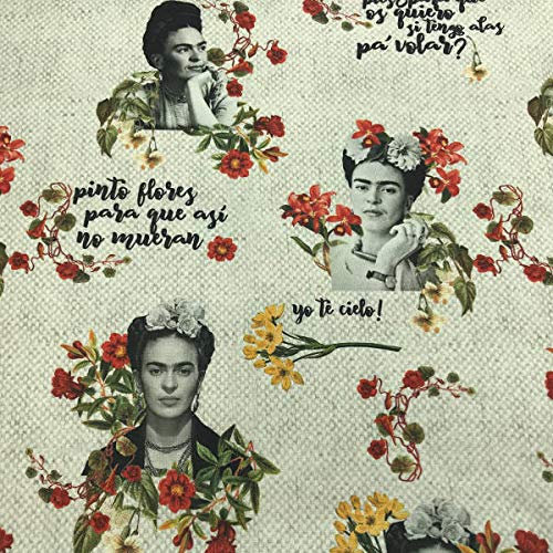 Kt KILOtela - Stoff Meterware, Digitaldruck, Half Panama, 100% Baumwolle, Breite: 280 cm, Länge wählbar, 70 in 70 cm, Frida, Lebendig, Hintergrund Textur.