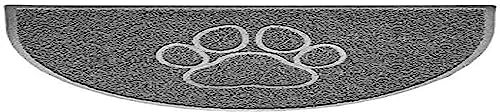 Nicoman Paw Embossed Shape Indoor Outdoor Dirt-Trapper Door Mat Washable Barrier Heavy Duty Doormat - (Watertight Rubber-Back, Half Moon, Grey, 70 x 44cm)